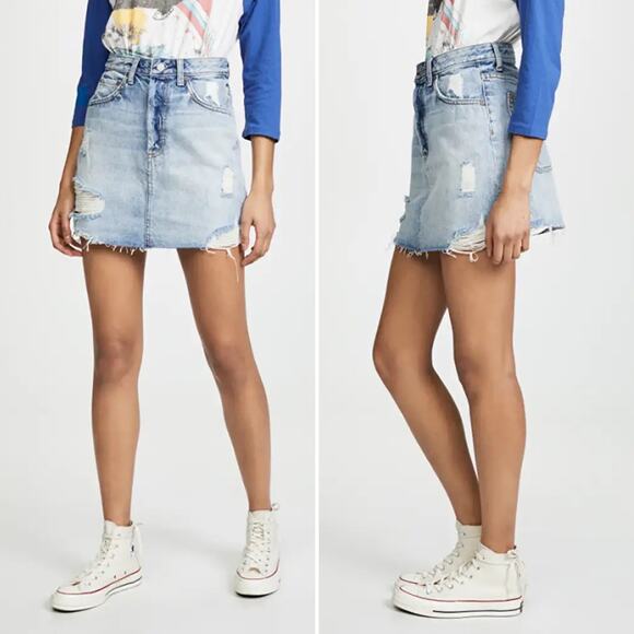 NWT‎ Boyish The Corey High Rise Rigid Denim Skirt in Dr. Strangelove Sz 26 Blue - Picture 2 of 16